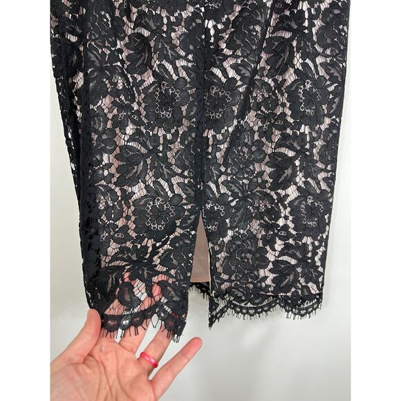 Vince Camuto Pink Skirt Black Lace Overlay Pencil Skirt size 14 - Picture 4 of 10
